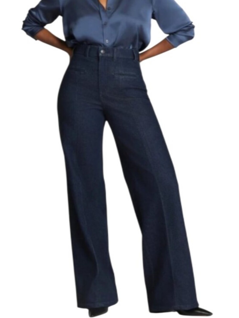Spanx Wide-Leg High-Rise Trouser Denim Jeans-NWT